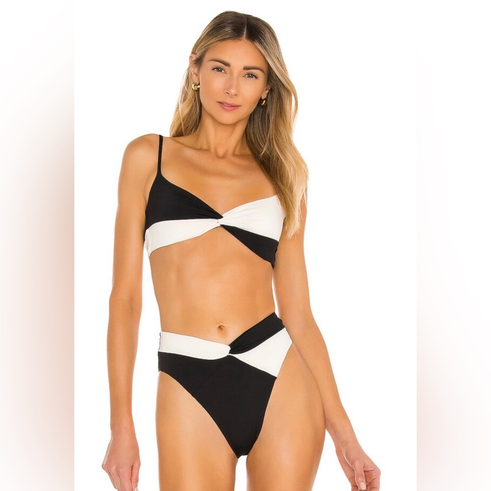 L*SPACE Ringo black and white two piece swim suit- size medium